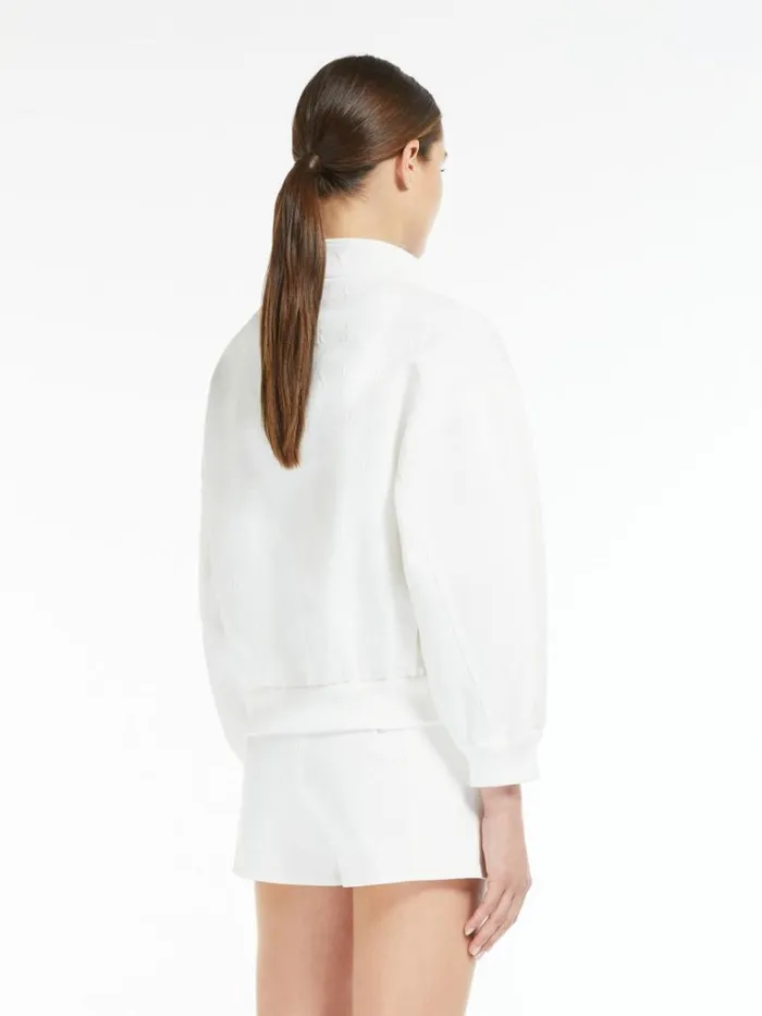 Women Max Mara Jackets And Blazers Cropped Cotton Logo Blouse White