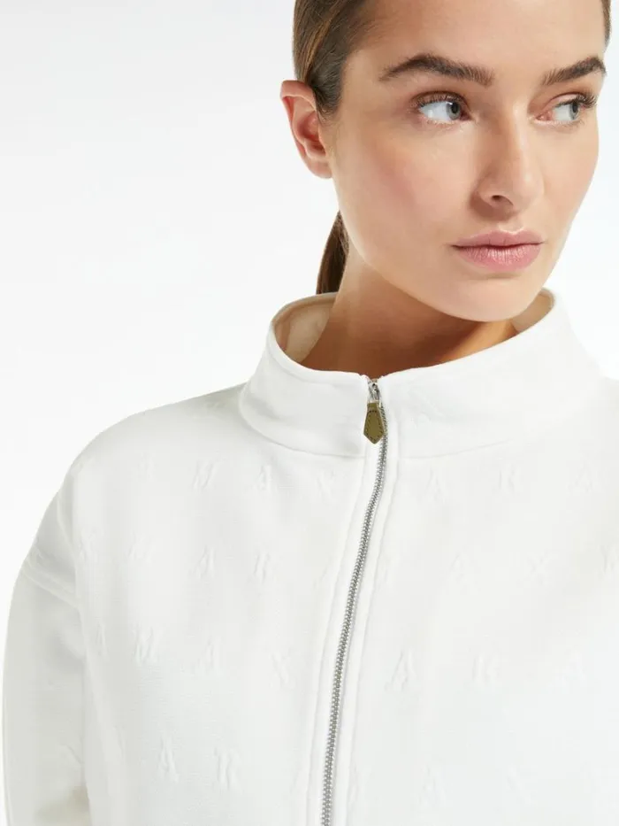 Women Max Mara Jackets And Blazers Cropped Cotton Logo Blouse White