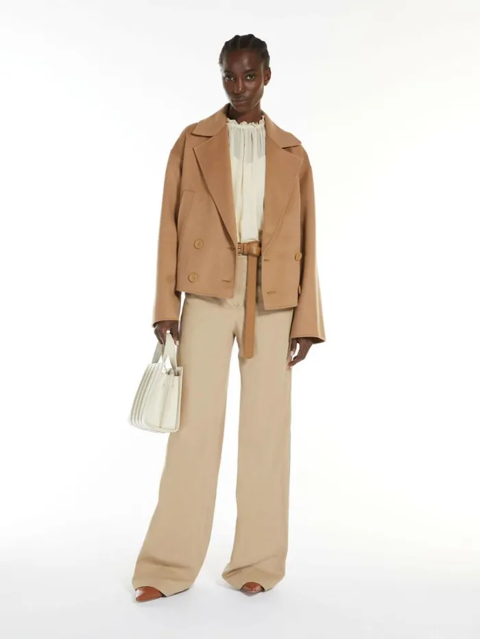 Women Max Mara Jackets And Blazers Doublebreasted Pea Coat In Wool Silk And Cashmere Camel