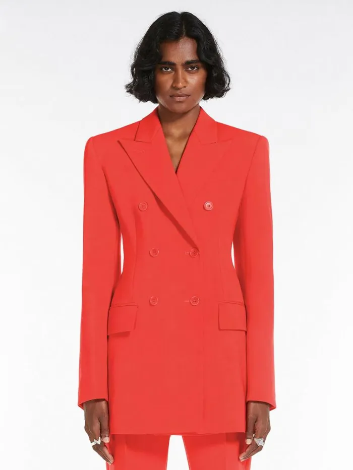 Women Max Mara Jackets And Blazers Doublebreasted Stretch Wool Blazer Coral