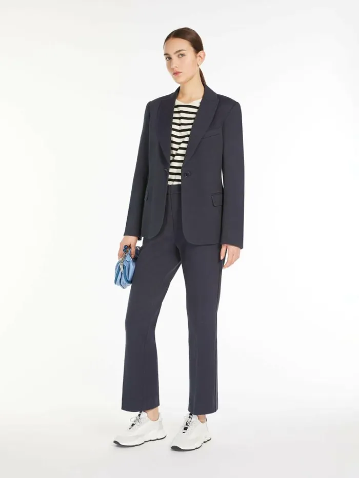 Women Max Mara Jackets And Blazers Piqu Jersey Blazer Navy