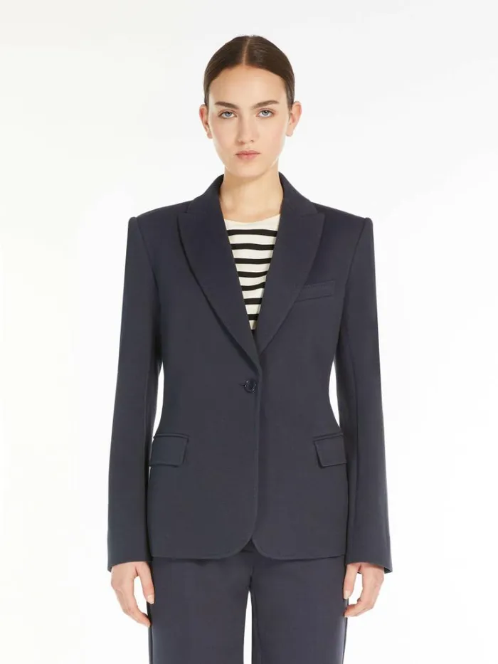 Women Max Mara Jackets And Blazers Piqu Jersey Blazer Navy