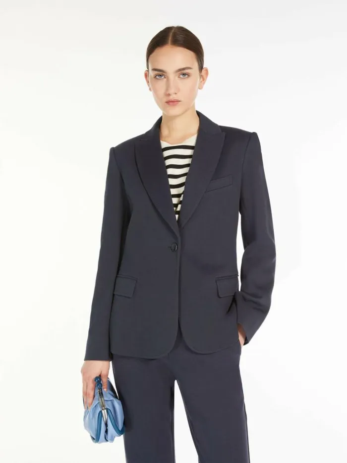 Women Max Mara Jackets And Blazers Piqu Jersey Blazer Navy