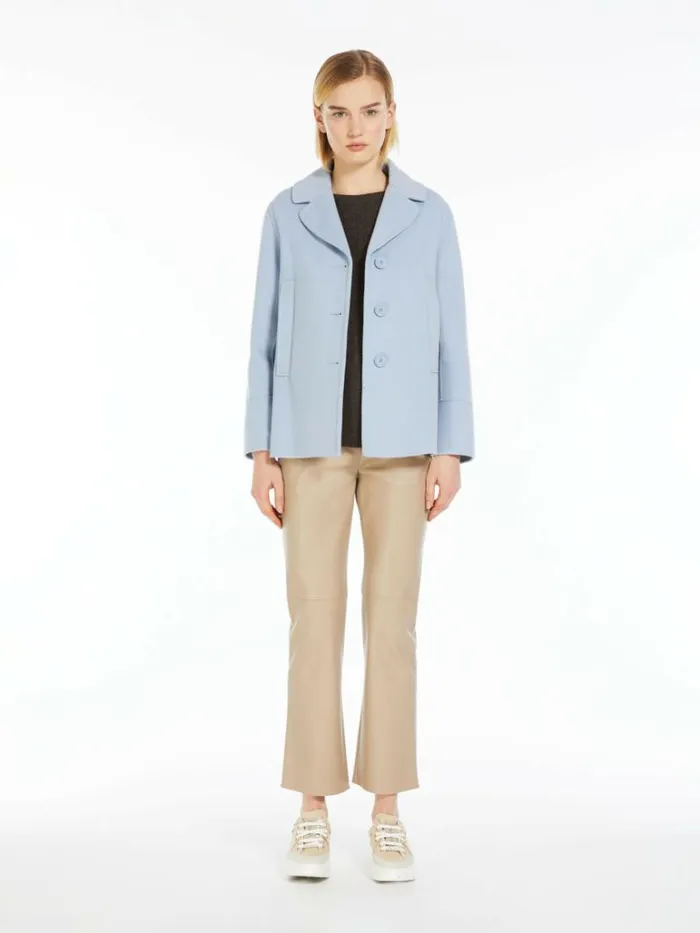 Women Max Mara Jackets And Blazers Singlebreasted Wool Pea Coat Light Blue