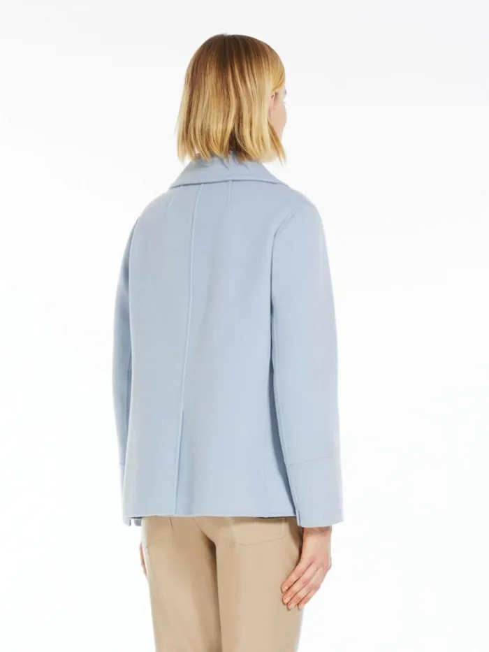 Women Max Mara Jackets And Blazers Singlebreasted Wool Pea Coat Light Blue