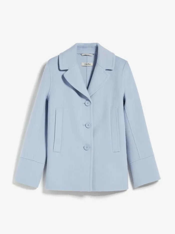 Women Max Mara Jackets And Blazers Singlebreasted Wool Pea Coat Light Blue