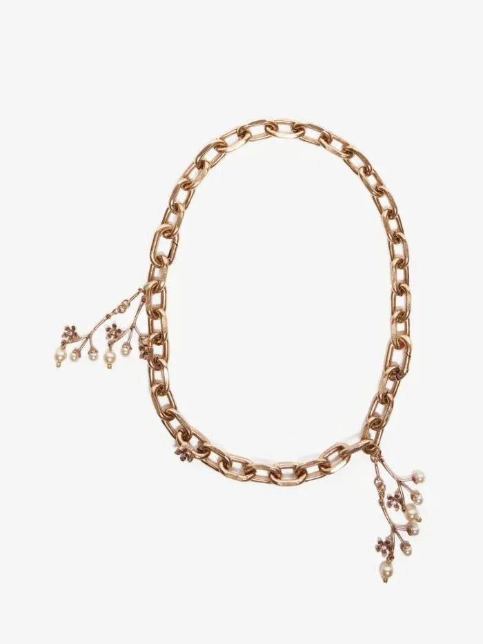 Women Max Mara Jewelry Chain Necklace With Pendants Gold