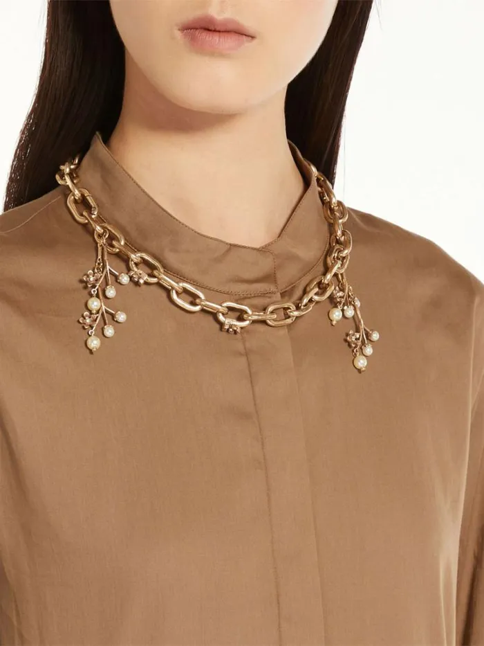 Women Max Mara Jewelry Chain Necklace With Pendants Gold