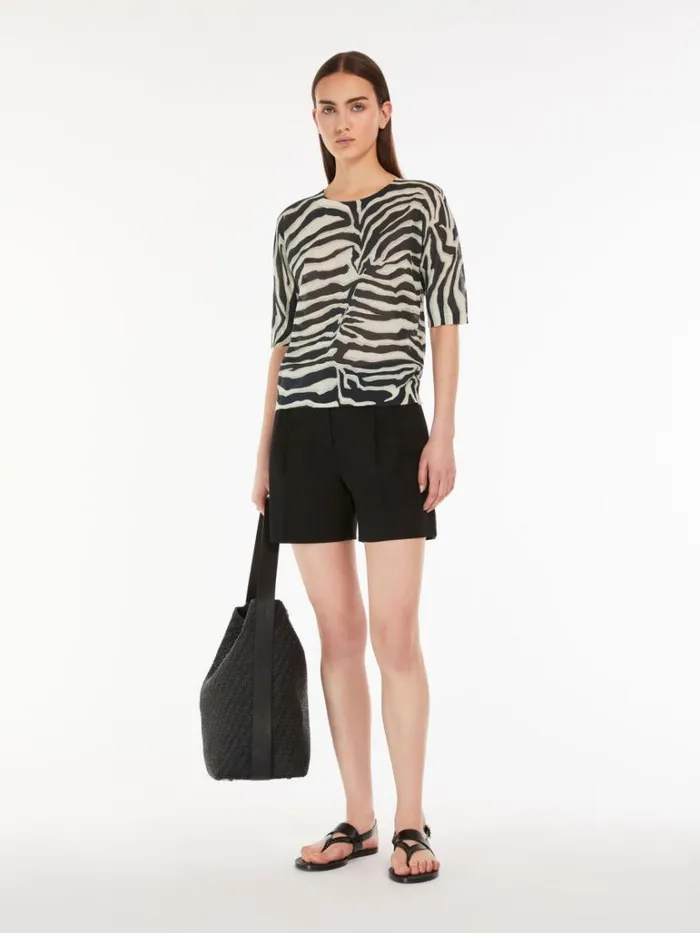 Women Max Mara Knitwear Animalprint Organza Jumper Ivory