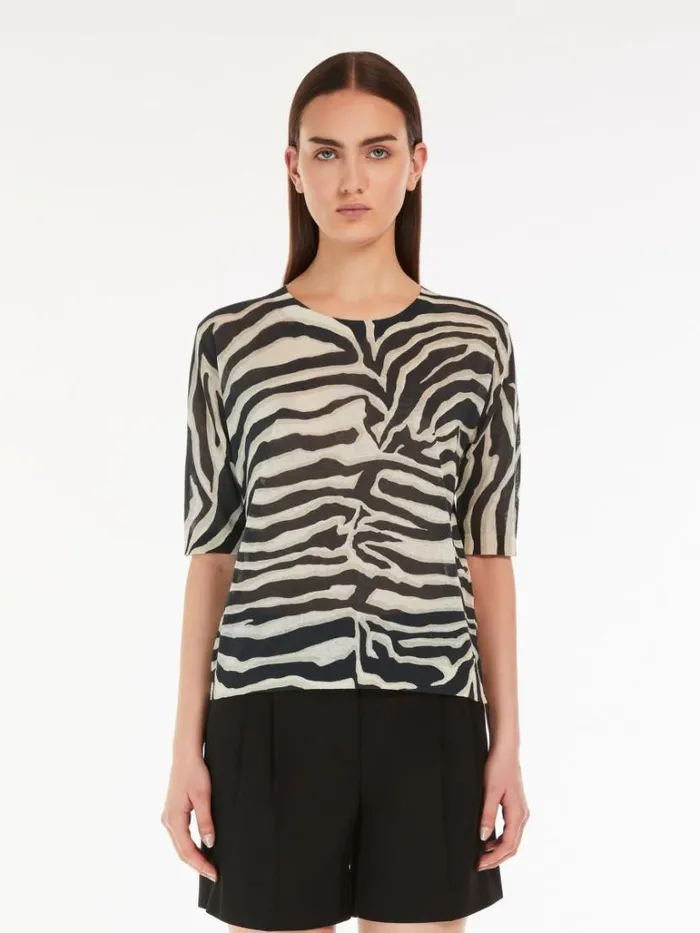 Women Max Mara Knitwear Animalprint Organza Jumper Ivory