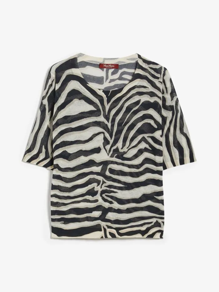 Women Max Mara Knitwear Animalprint Organza Jumper Ivory