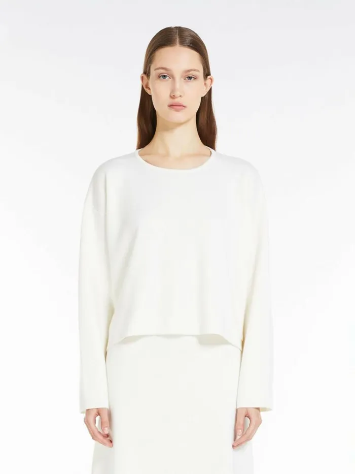 Women Max Mara Knitwear Boxy Wool Jumper White