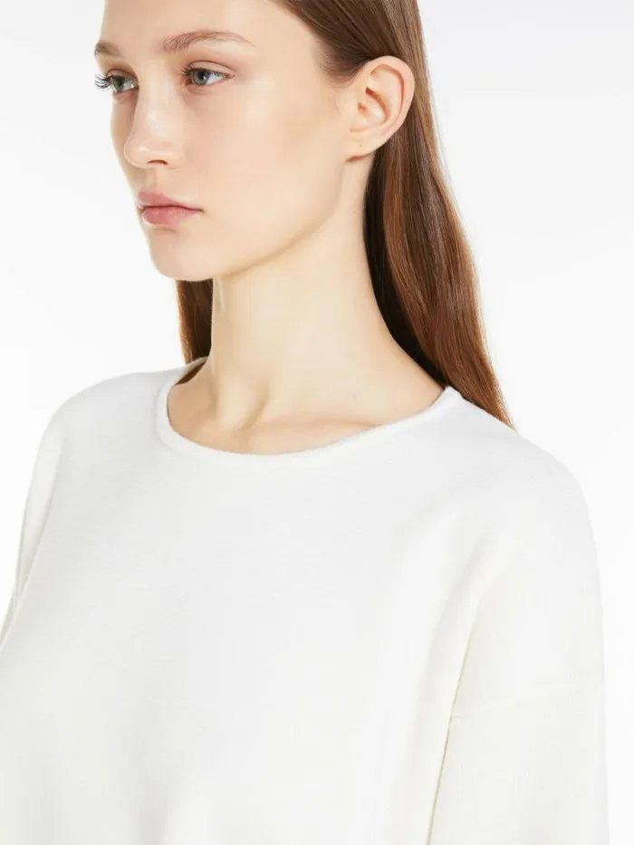 Women Max Mara Knitwear Boxy Wool Jumper White