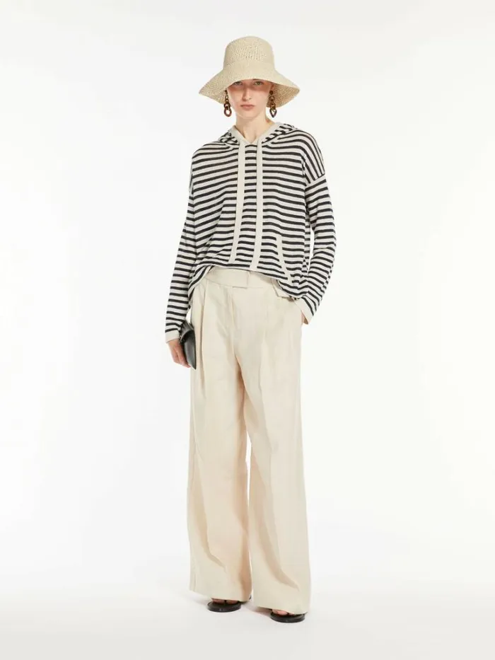 Women Max Mara Knitwear Linen Hooded Jumper Ivory