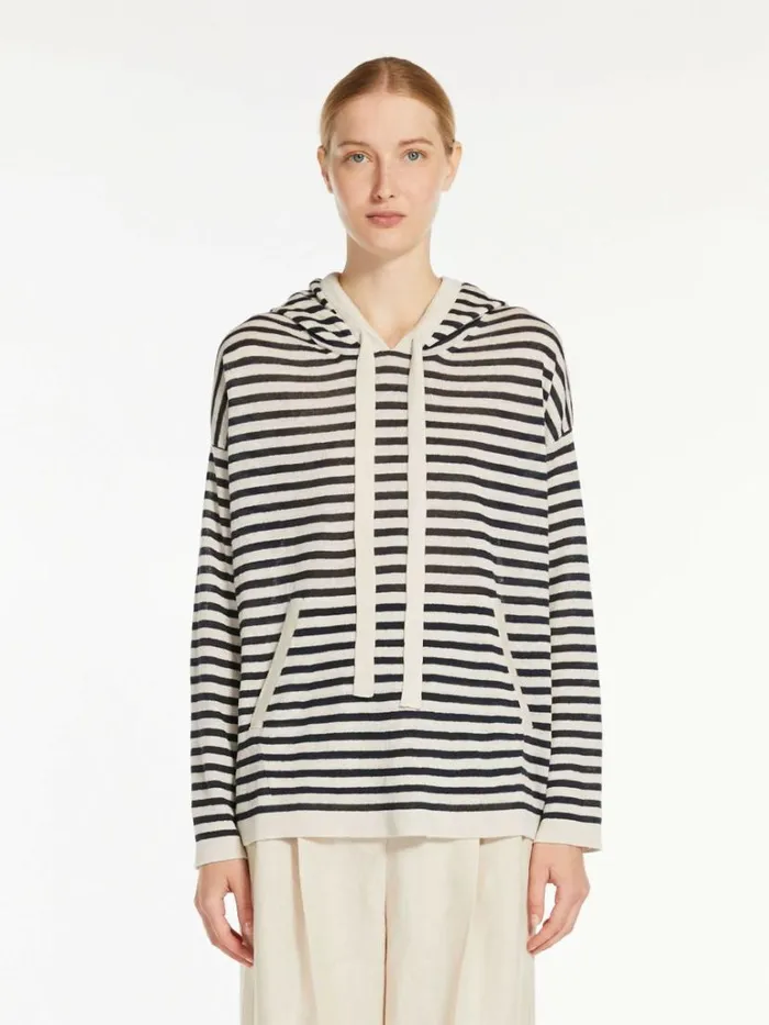 Women Max Mara Knitwear Linen Hooded Jumper Ivory