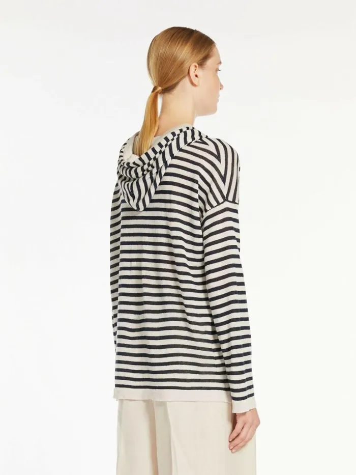 Women Max Mara Knitwear Linen Hooded Jumper Ivory