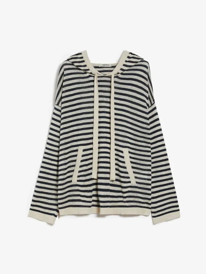 Women Max Mara Knitwear Linen Hooded Jumper Ivory