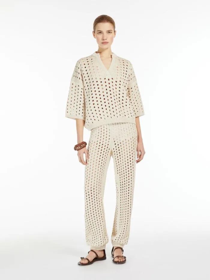 Women Max Mara Knitwear Mesh Boxy Jumper In Cotton Ivory