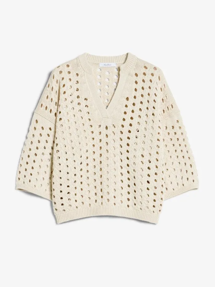 Women Max Mara Knitwear Mesh Boxy Jumper In Cotton Ivory