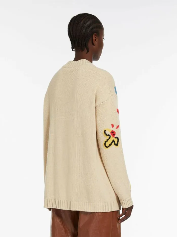 Women Max Mara Knitwear Patterned Cotton Cardigan White