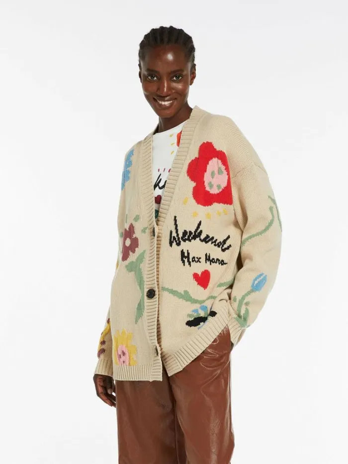 Women Max Mara Knitwear Patterned Cotton Cardigan White