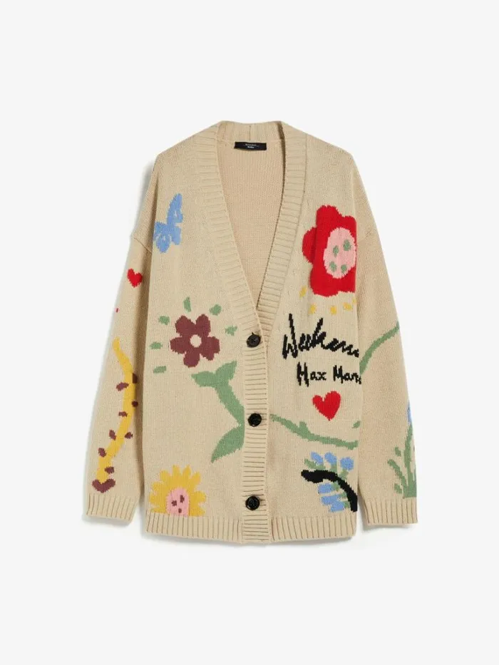 Women Max Mara Knitwear Patterned Cotton Cardigan White
