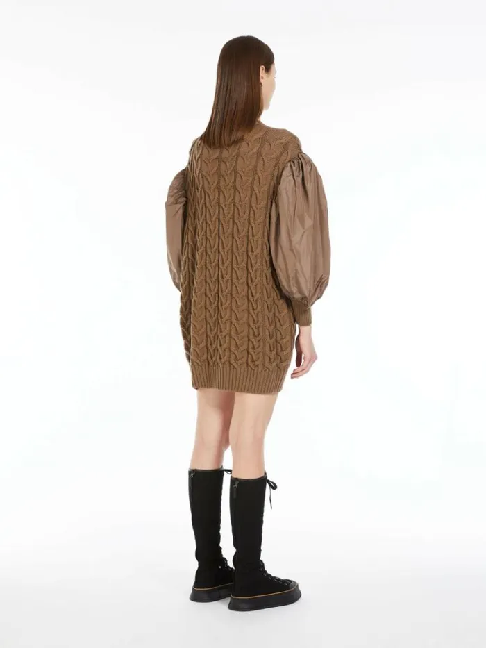 Women Max Mara Knitwear Wool Dress With Balloon Sleeves Mud