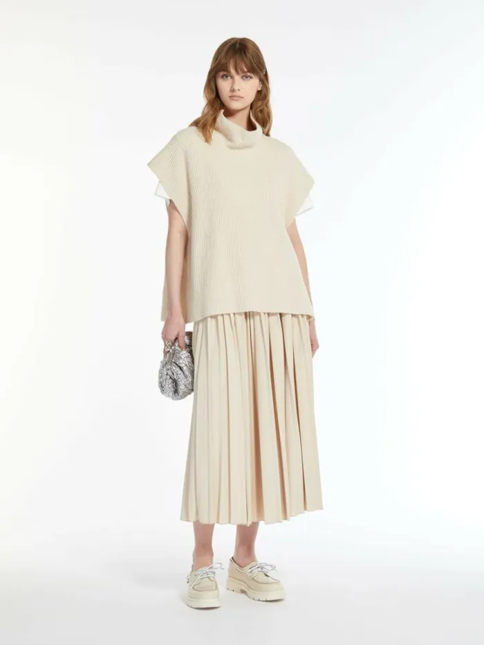 Women Max Mara Knitwear Wool Viscose And Cashmere Gilet Honey