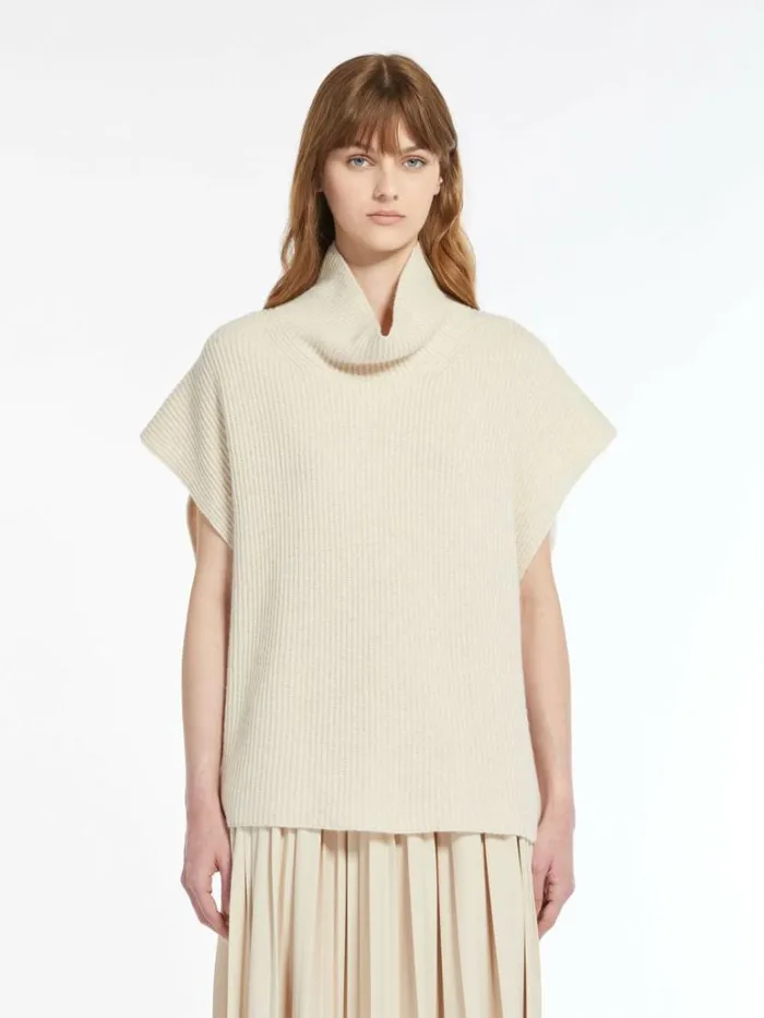Women Max Mara Knitwear Wool Viscose And Cashmere Gilet Honey