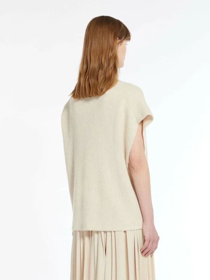 Women Max Mara Knitwear Wool Viscose And Cashmere Gilet Honey