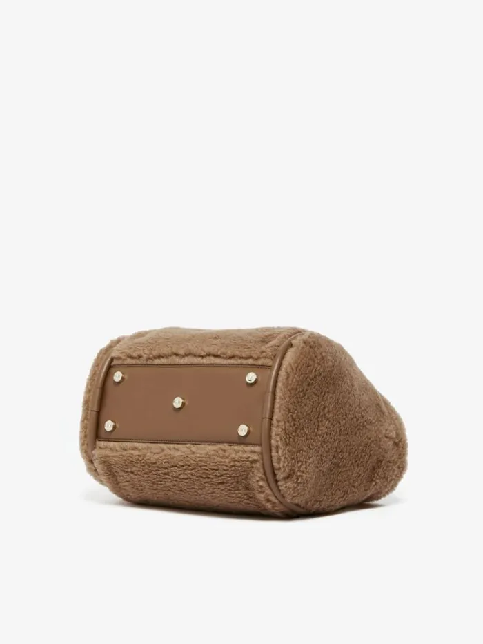 Women Max Mara Marine Bag Small Teddy Fabric Marine Bag Camel