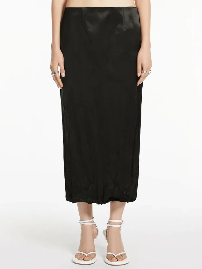 Women Max Mara Skirts Crinklelook Calflength Skirt Black