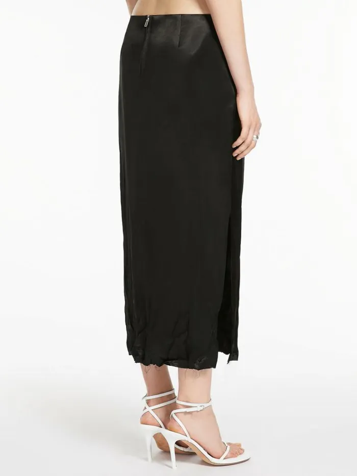 Women Max Mara Skirts Crinklelook Calflength Skirt Black