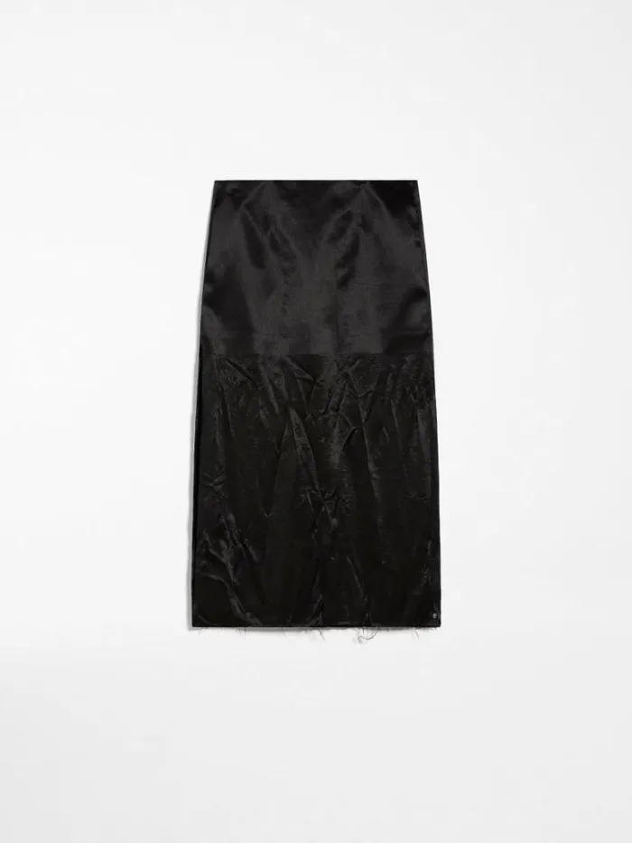 Women Max Mara Skirts Crinklelook Calflength Skirt Black