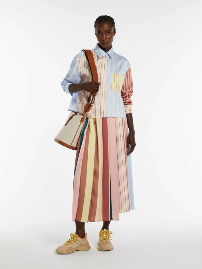Women Max Mara Skirts Pleated Printed Twill Skirt Avio