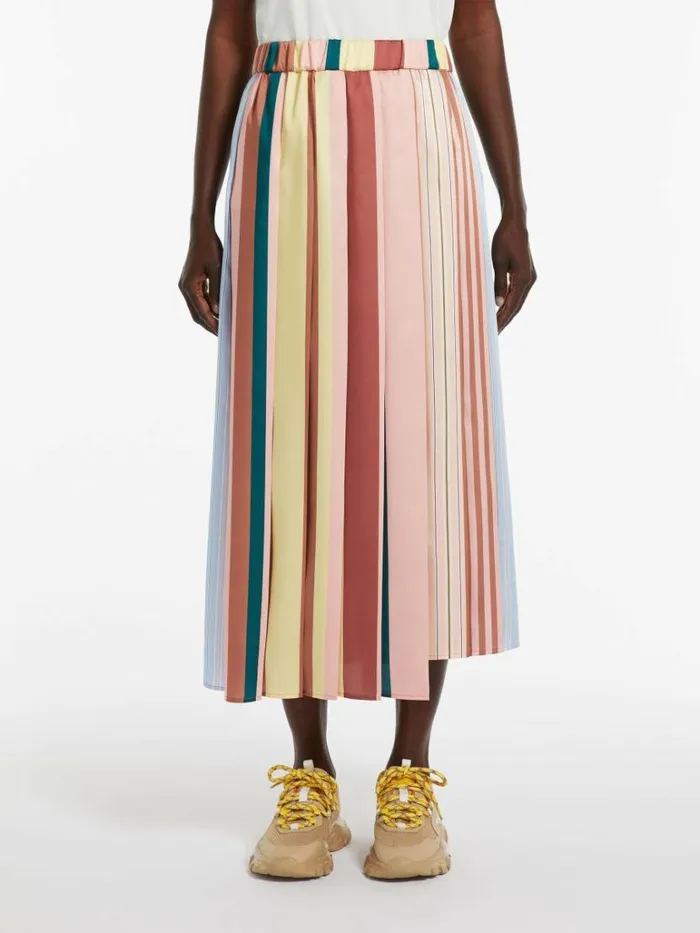 Women Max Mara Skirts Pleated Printed Twill Skirt Avio