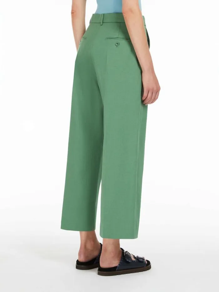 Women Max Mara Suit Cotton And Linen Canvas Trousers Green