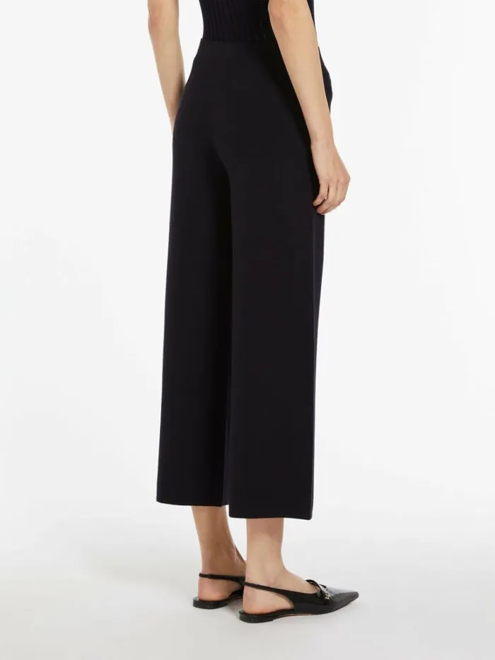 Women Max Mara Suit Cropped Viscose Trousers Navy