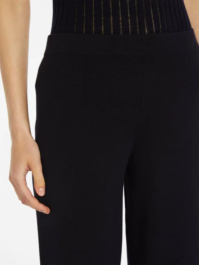 Women Max Mara Suit Cropped Viscose Trousers Navy