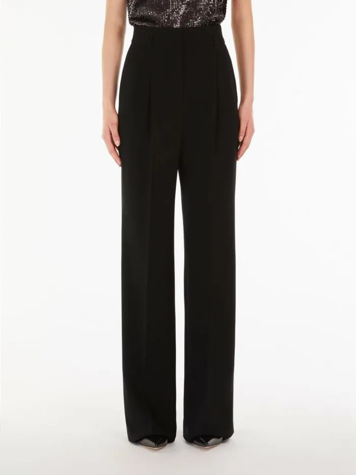 Women Max Mara Suit Flowing Cady Trousers Black