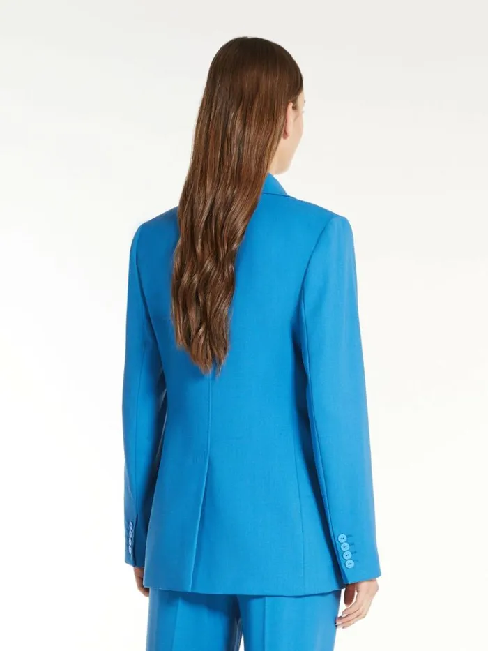 Women Max Mara Suit Singlebreasted Wool Crepe Blazer Blue Azure
