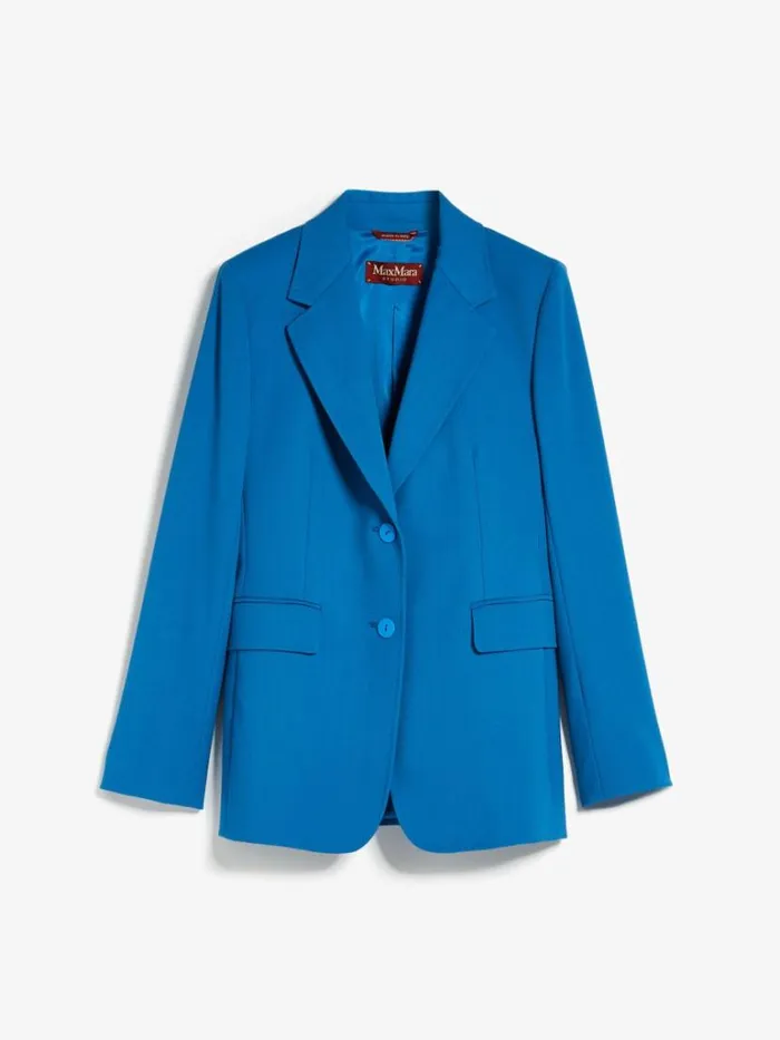 Women Max Mara Suit Singlebreasted Wool Crepe Blazer Blue Azure