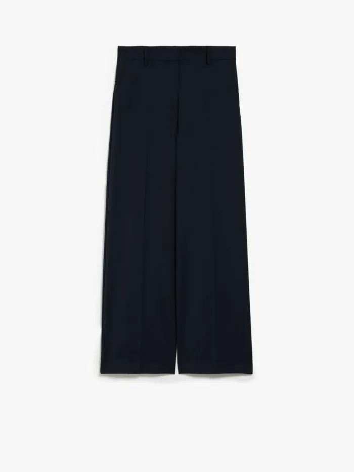 Women Max Mara Suit Woollen Cloth Palazzo Trousers Navy