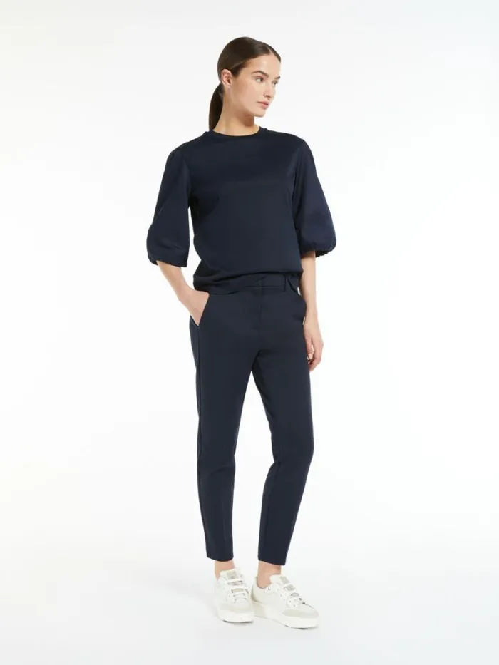 Women Max Mara Tops And Tshirts Jersey And Cotton Sateen Tshirt Navy