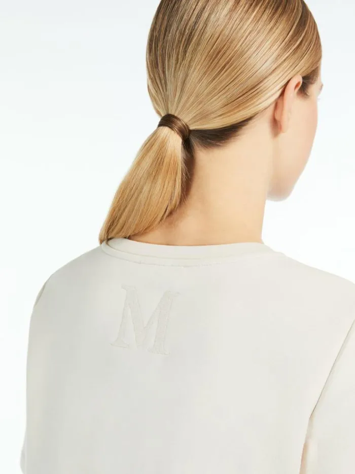 Women Max Mara Tops And Tshirts Scuba Jersey Logo Tshirt Ivory