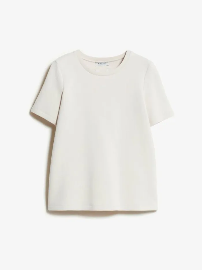 Women Max Mara Tops And Tshirts Scuba Jersey Logo Tshirt Ivory