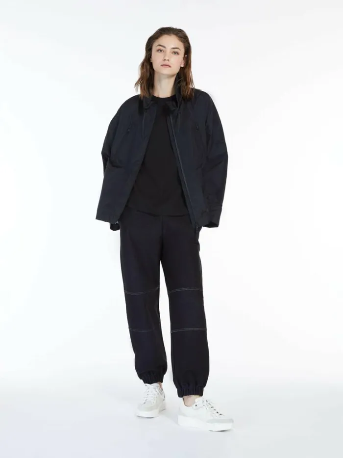 Women Max Mara Trench 3layer Technical Canvas Jacket Black