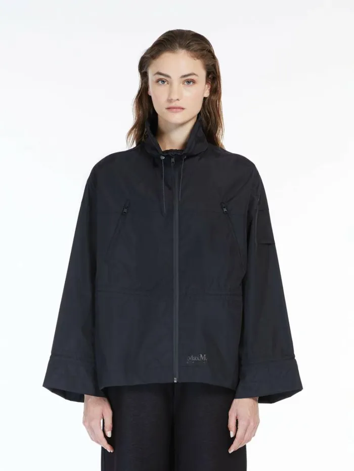 Women Max Mara Trench 3layer Technical Canvas Jacket Black