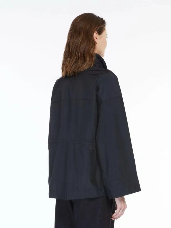 Women Max Mara Trench 3layer Technical Canvas Jacket Black