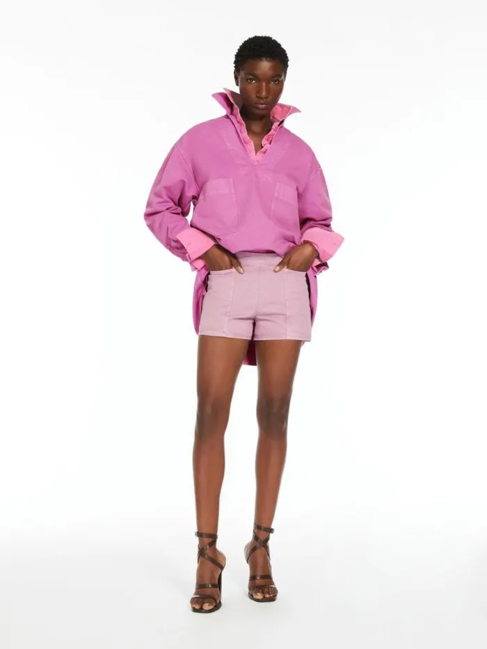 Women Max Mara Trousers And Jeans Cotton Drill Mini Shorts Wisteria